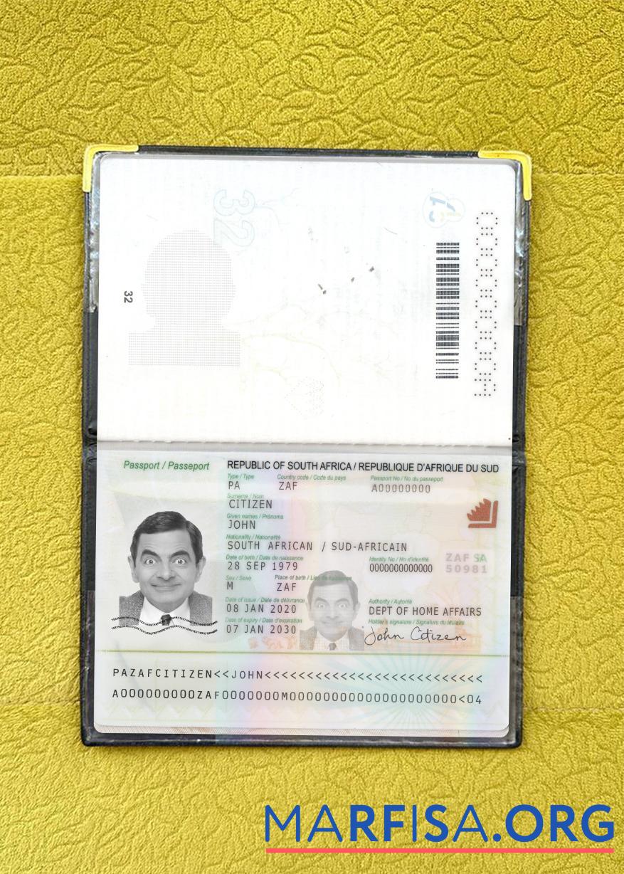 Downloadable South Africa passport 2020 present photolook template